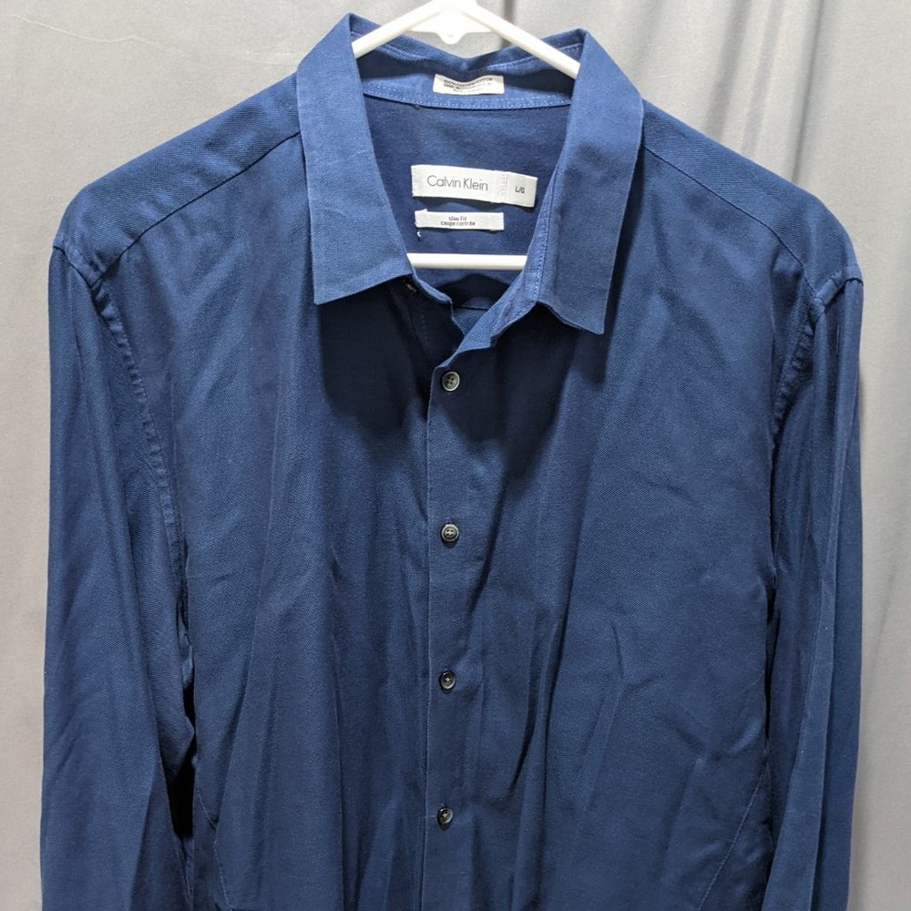 Calvin Klein Slim Fit Dress Shirt Blue